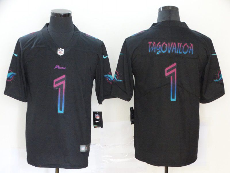 Men Miami Dolphins #1 Tagovailoa Black Nike City Edition Limited NFL Jerseys